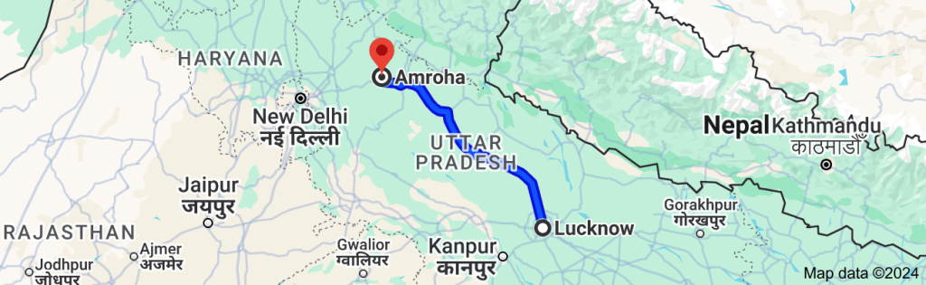 Lucknow to Amroha distance